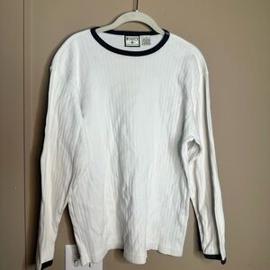 Bugle Boy White Crewneck Sweater with Black Trim